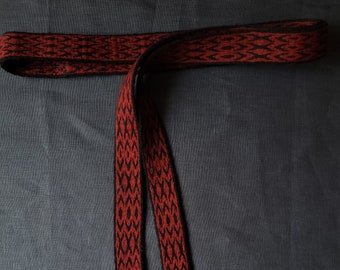 Tablet weaving, Tablet woven BELT, Card weaving belt. Red belt