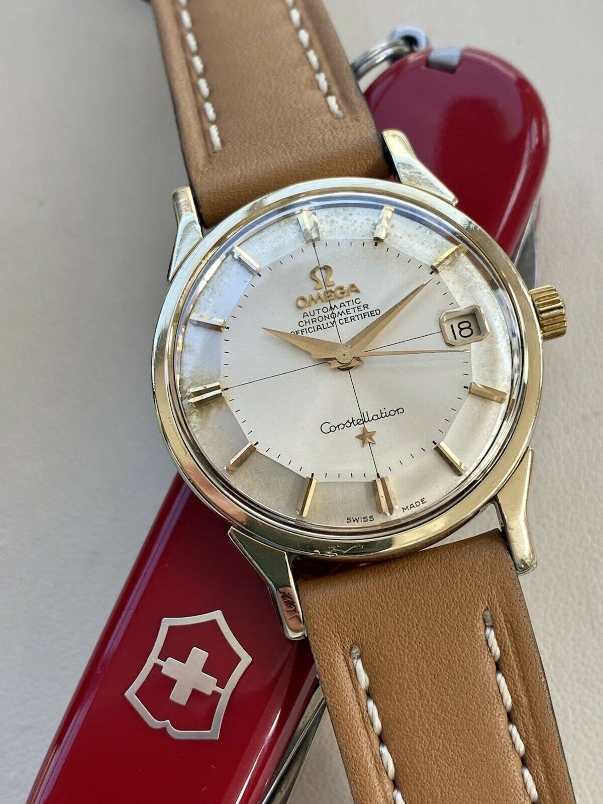 Omega Constellation Pie Pan Automatic 18K Gold Steel Mens Vintage 1962