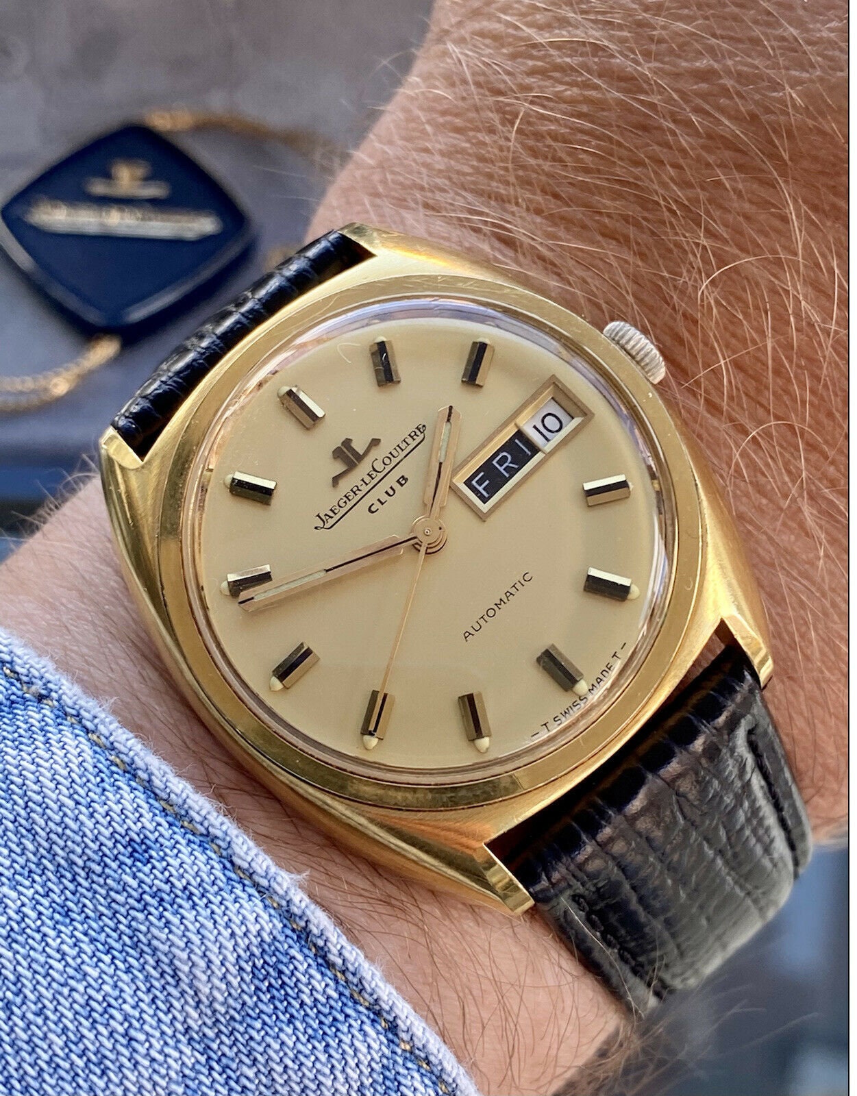 JaegerLeCoultre Club Gold Vintage Day Date Automatic Day Date Mens