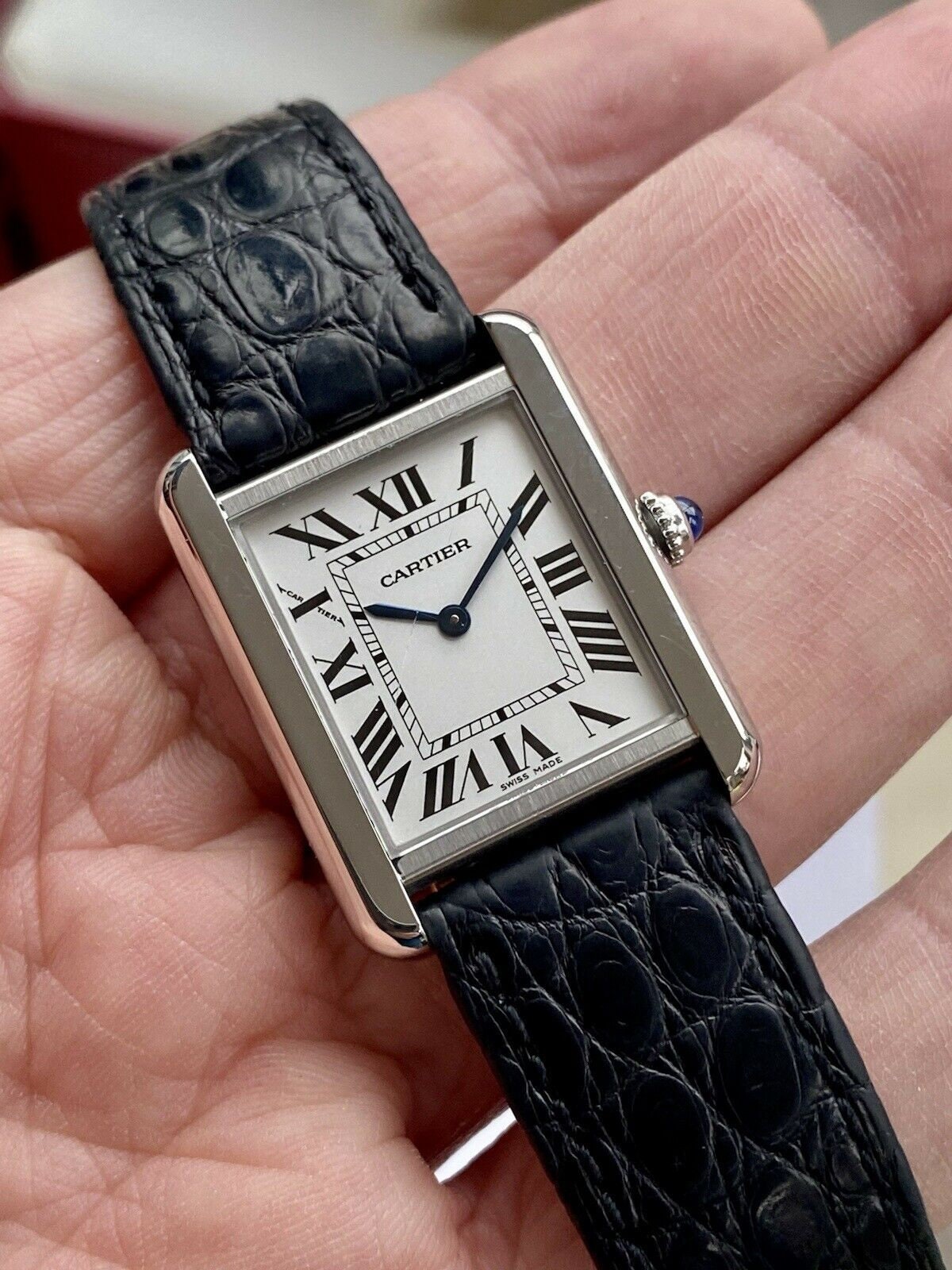 Cartier Tank Solo 2716 Quartz Box Papers 25mm Quartz 2006 Sapphire lady
