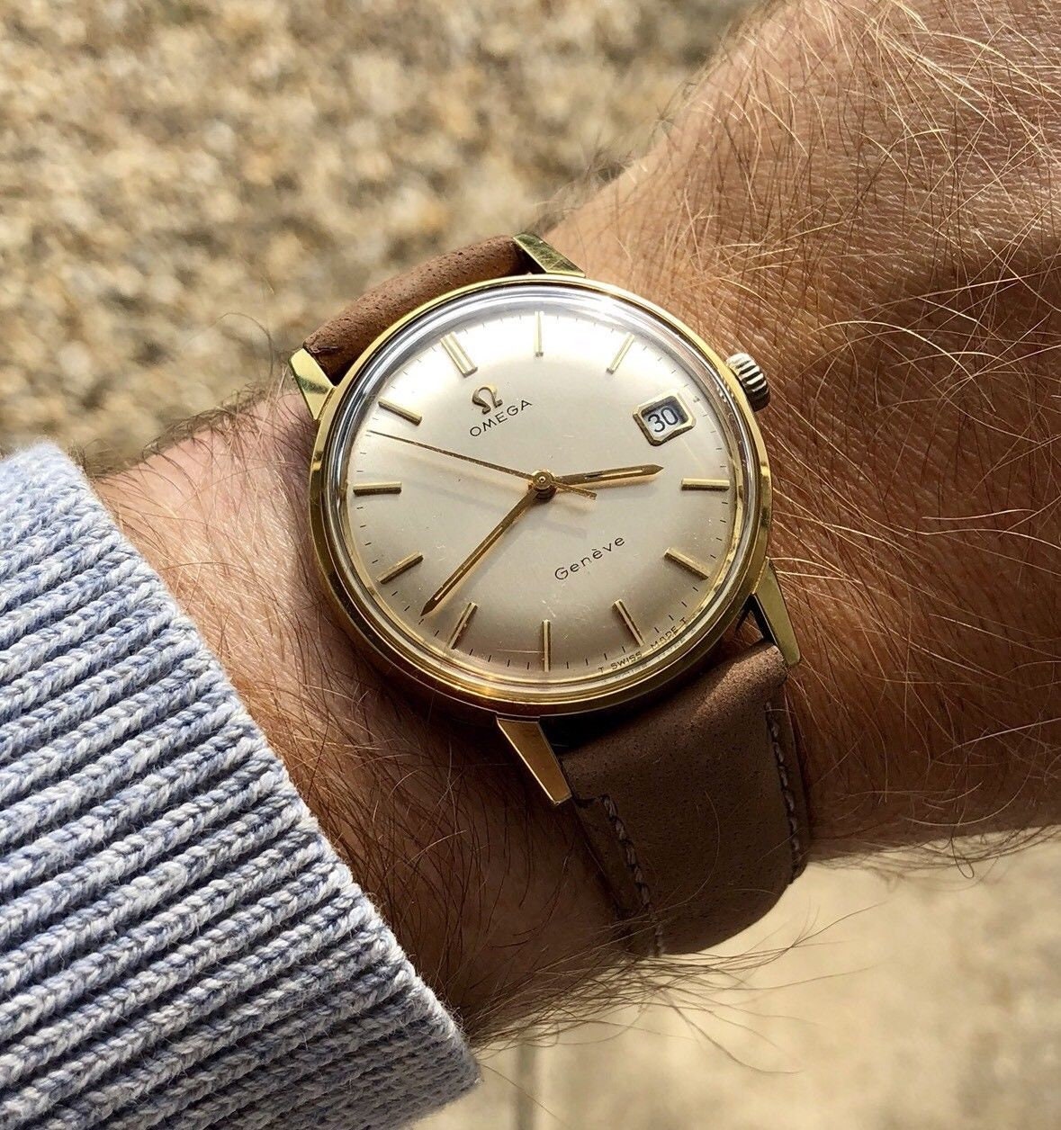 Omega 1968 Mens gents Geneve vintage Mechanical Gold