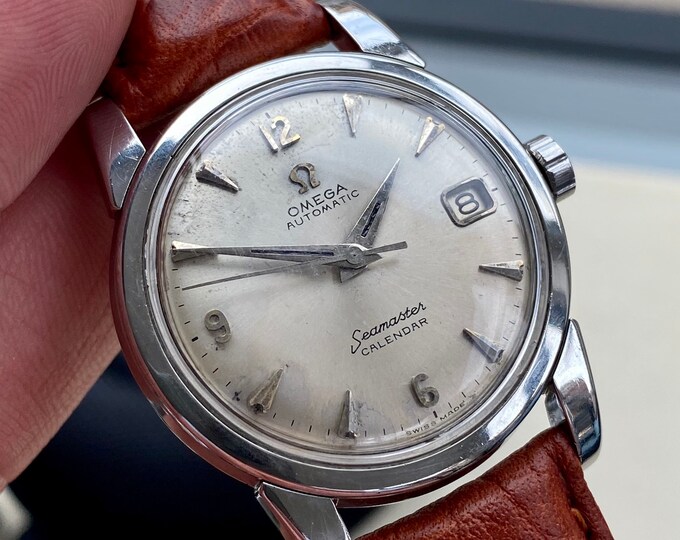 Omega Seamaster Calendar 501 Automatic Steel Mens Vintage 1956 Big Logo Ref 2849 watch second hand used wristwatch uk