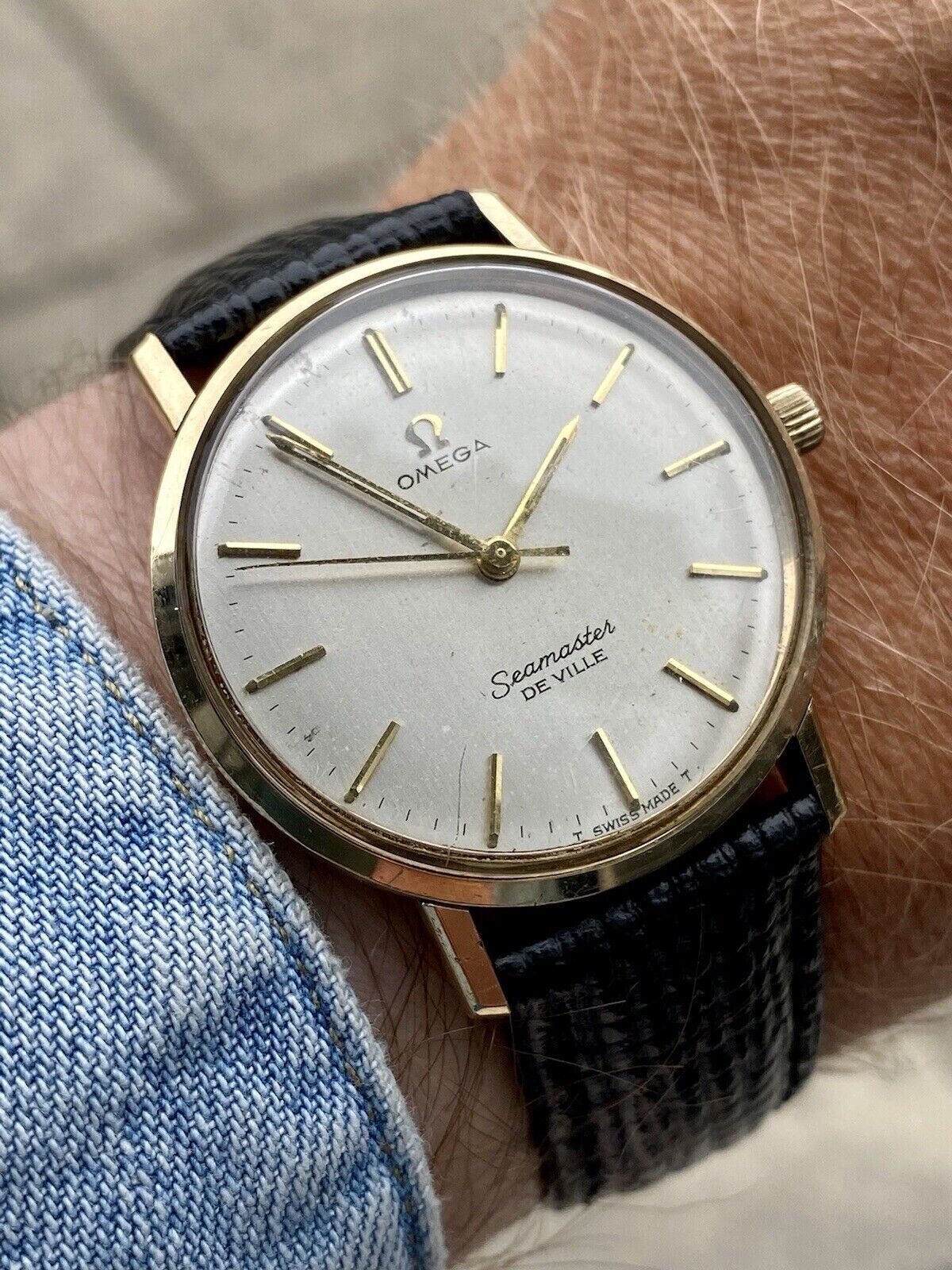 Omega Seamaster Hand Winding 9K Solid Gold Mens Vintage Papers Box