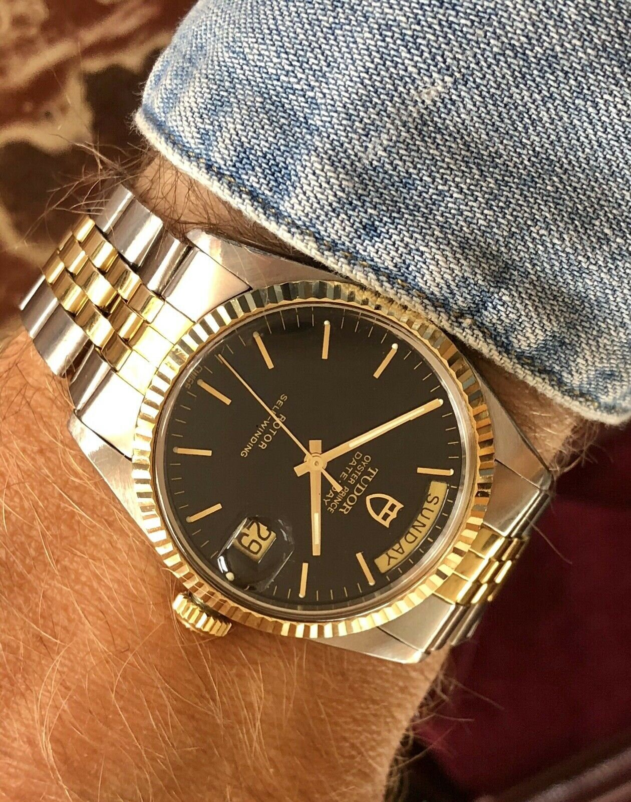 Tudor Rolex Prince Oyster Day Date Black Dial Mens Unisex ...
