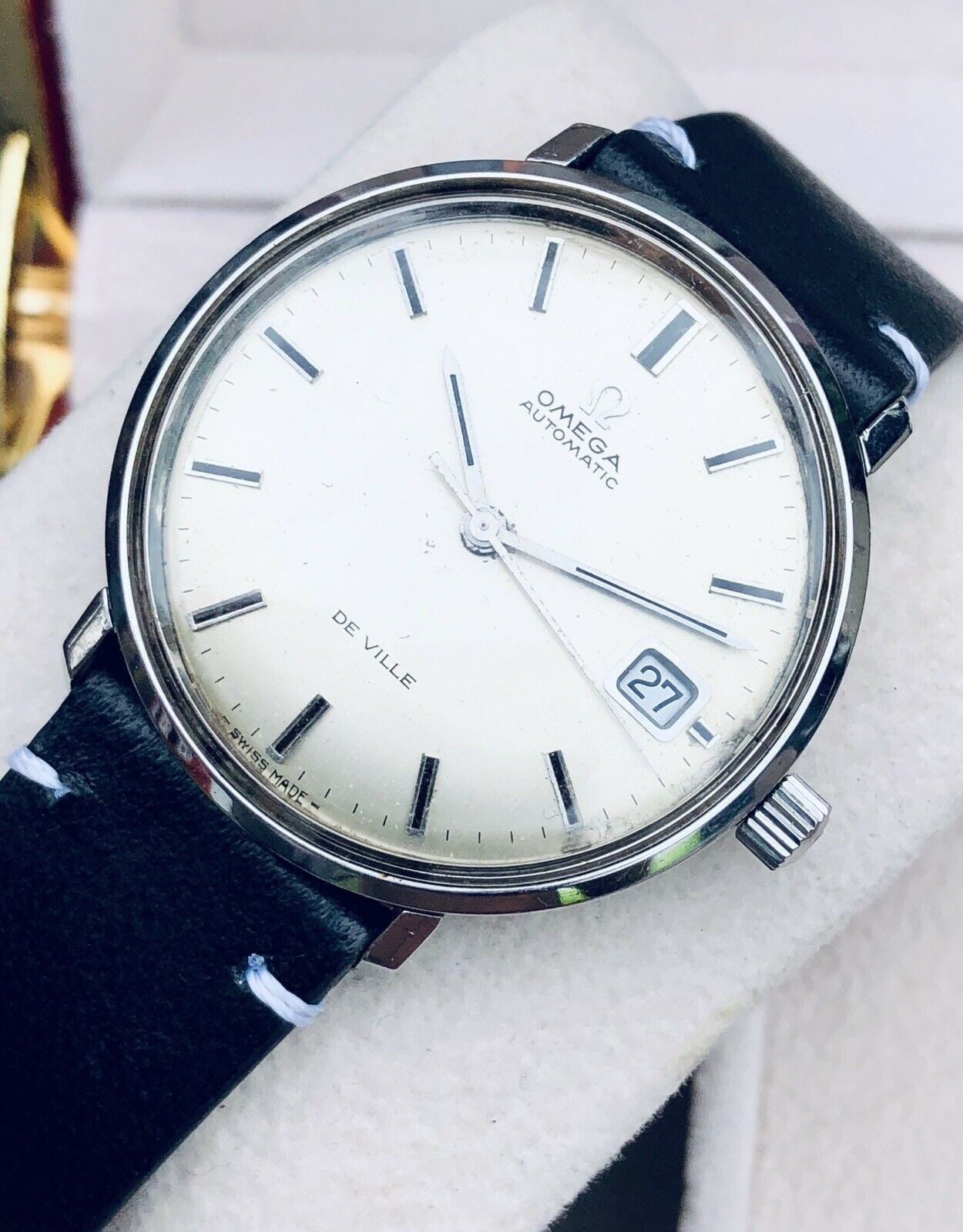 Omega Vintage 1970 Mens De Ville Automatic second hand stainless steel watch Box