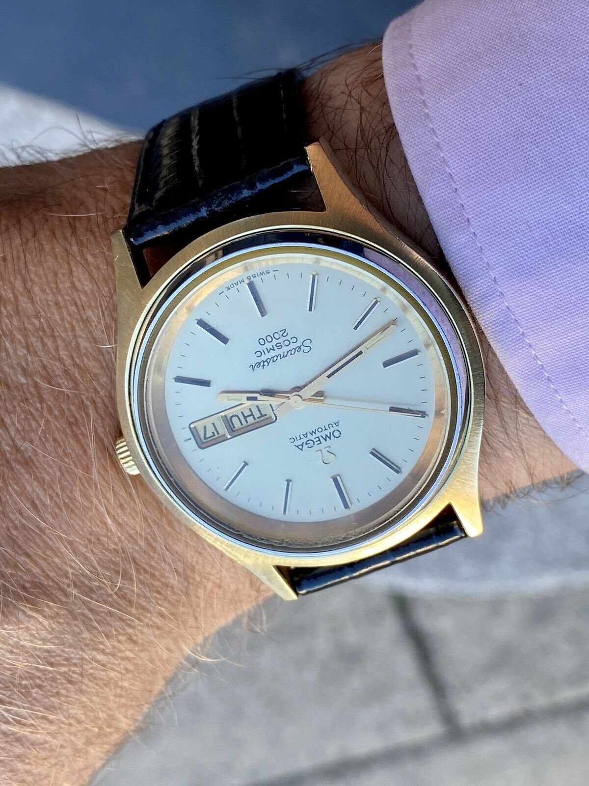 Omega Seamaster Cosmic 2000 Automatic Day Date Vintage Mens Gold Plated