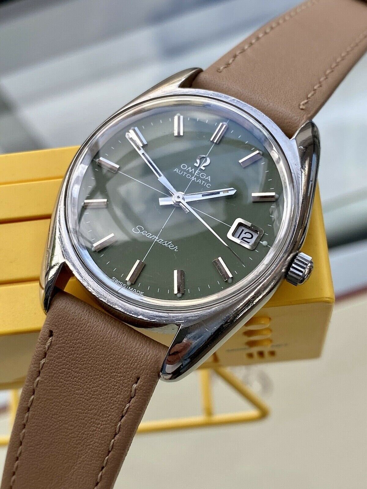 Omega Automatic Seamaster Olive Green Dial Steel Mens Vintage 1972 watch  serviced September 2021