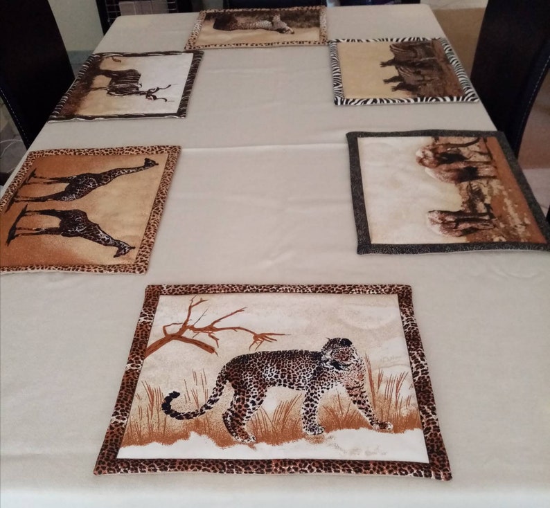 Placemats. African placemats. Big five placemats. Animals Etsy