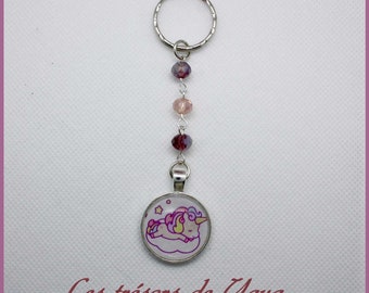 Porte clé cabochon licorne kawaii