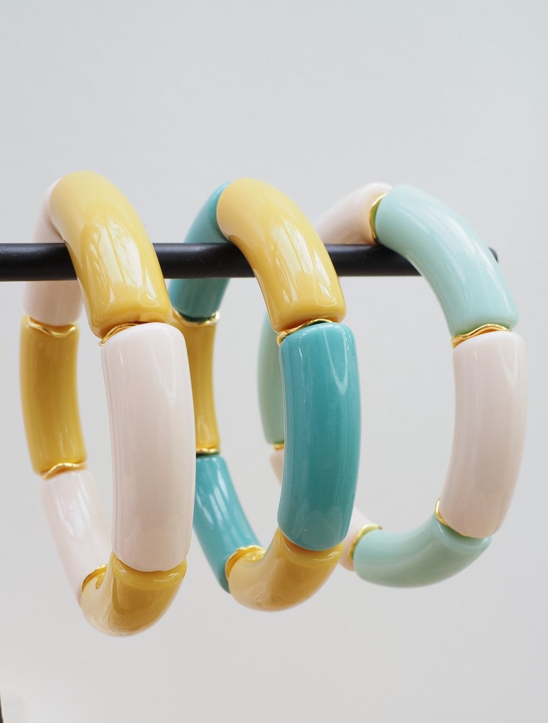 Lot De 3 Bracelets En Résine Acrylique Pour Femme – Diamètre Intérieur 6.8cm – Couleurs Vives, Style Vintage Et Large – Cadeau Fête Des Mères - 4