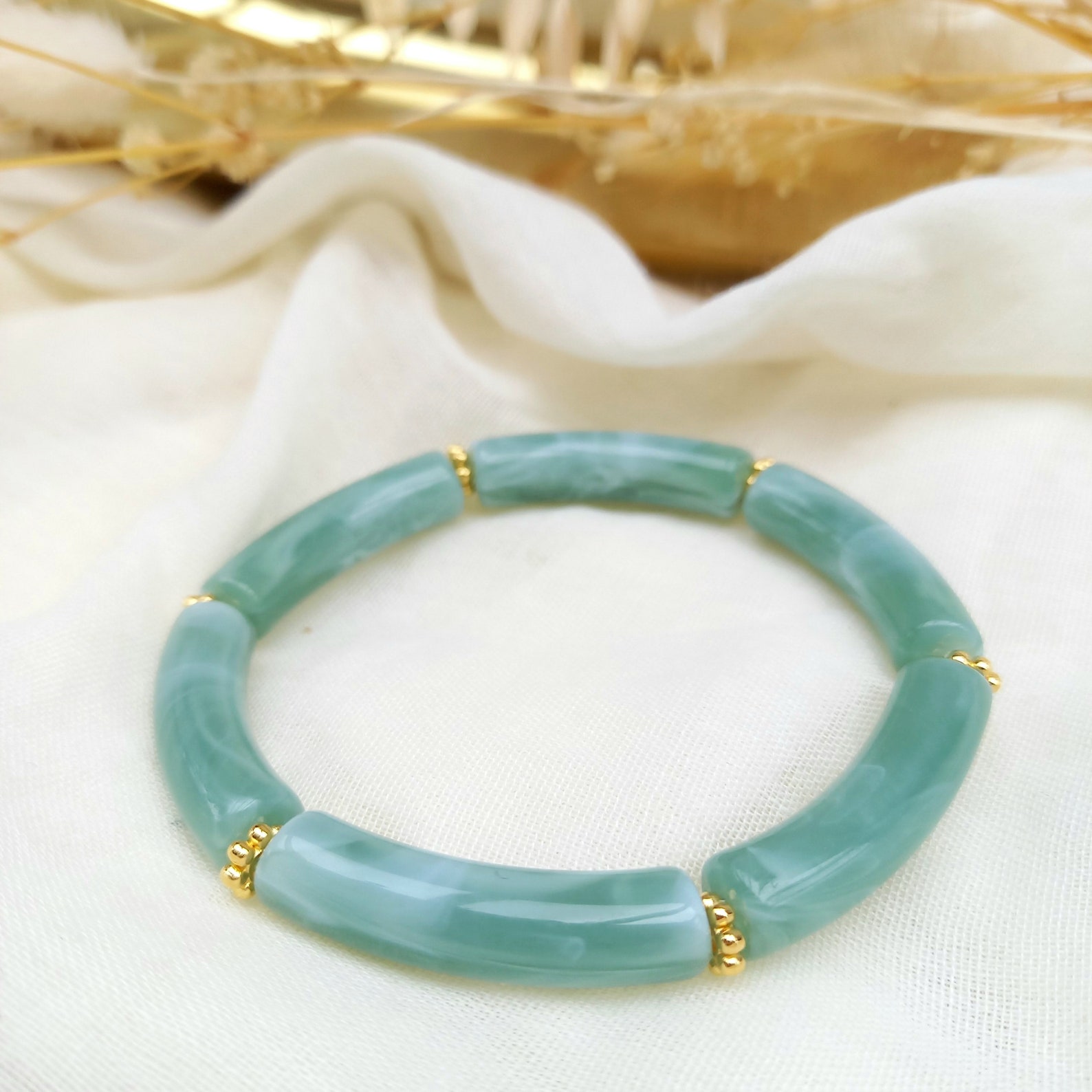 Bracelet jonc épas en résne transparente 67 mm - Ambre marbré x1