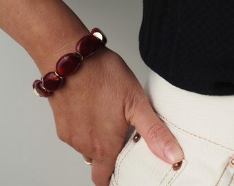Bracelet Résine Marbré Marron Bijou 743 - État Impeccable, Occasion Femme