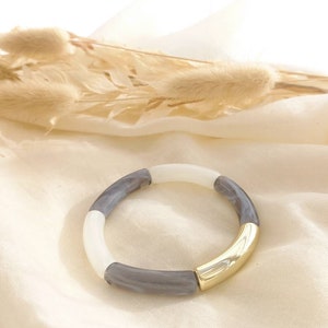 Bracelet Jonc Lucite Flammée Résine Bicolore Fille - Largeur 2,8 Cm