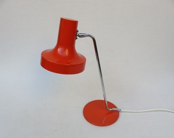 Table lamp, 60s/70s, chrome, orange, Hustadt lamps