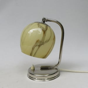 Beautifully designed bedside lamp, Art Deco, nickel-plated