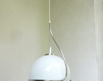 Ceiling light, 1970s, Space Age, in the style of Gino Sarfatti, chrome, flashed glass