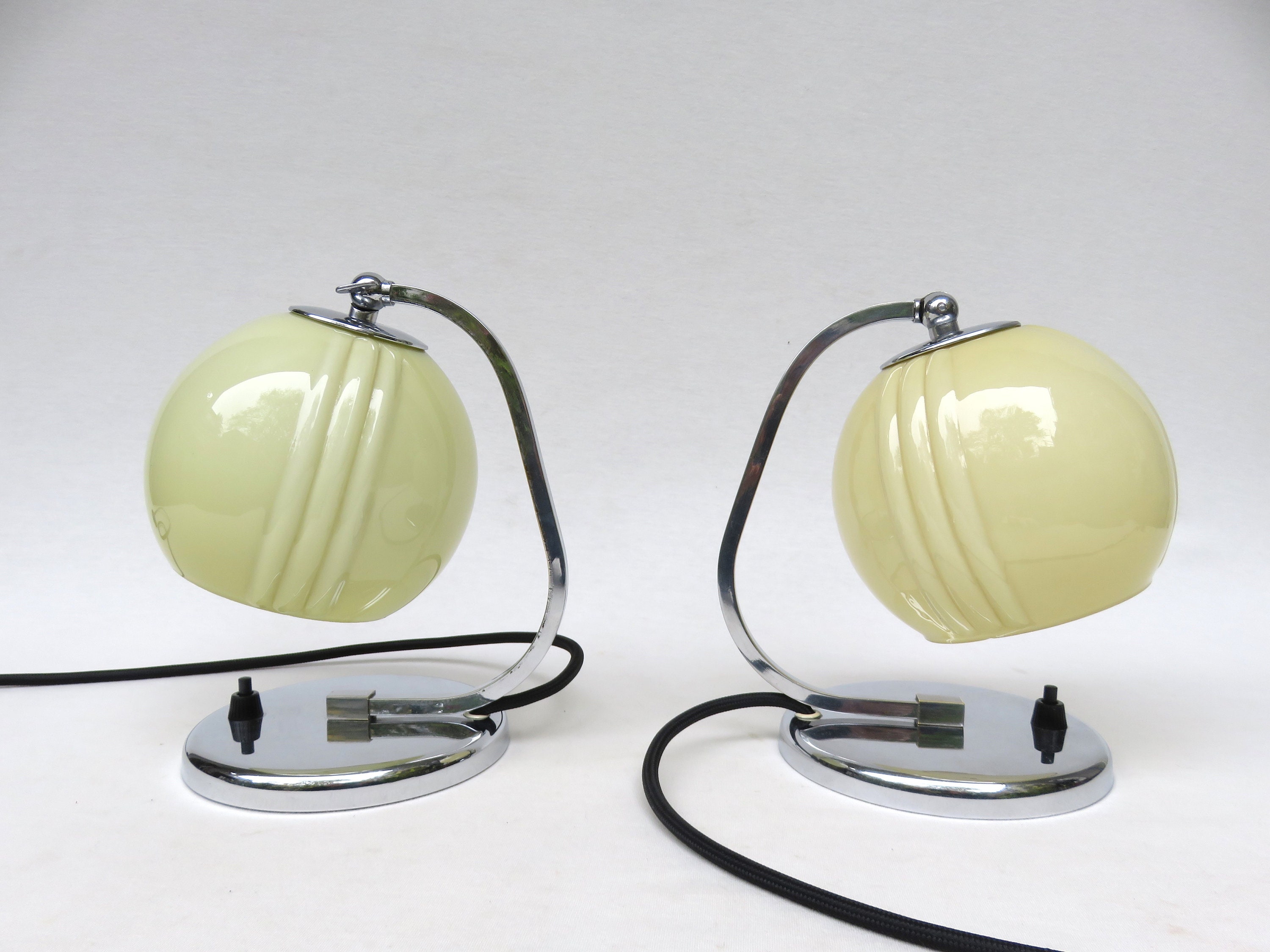 1 Pair of Elegant Bedside Lamps, Art Deco, Chrome Plated - Etsy