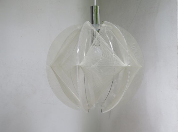 Ceiling Lamp 70s Paul Secon for Sompex Plexiglas Nylon Threads