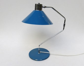 unusual table lamp, 60s, chrome-plated, blue