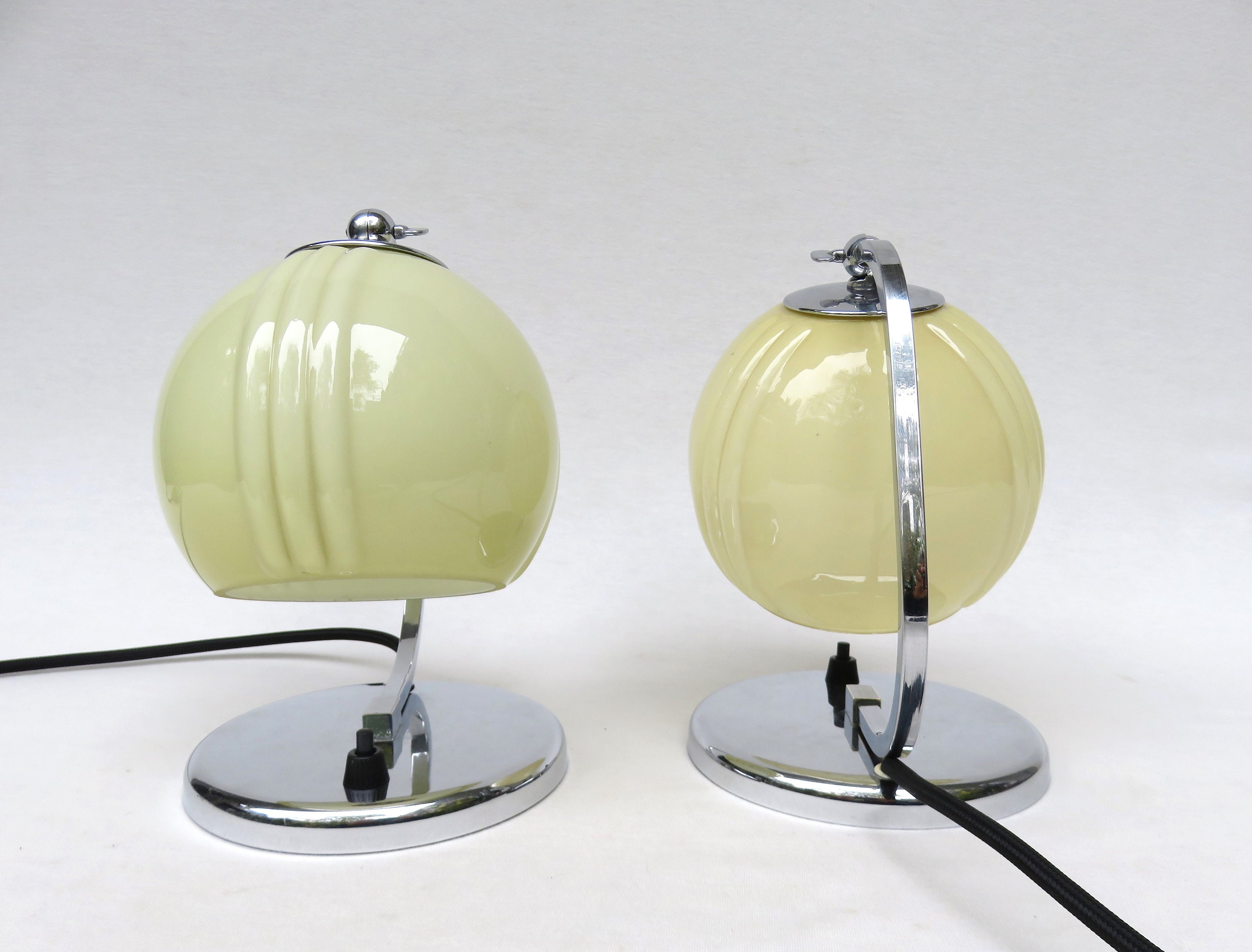 1 Pair of Elegant Bedside Lamps, Art Deco, Chrome Plated - Etsy