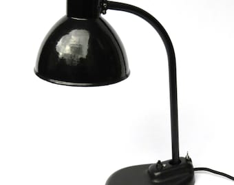 Lampe de bureau, années 30, noir, abat-jour émaillé - lampe de travail classique