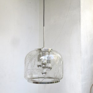 elegant ceiling light, Doria, 70s, Space Age, Murano glass, polished aluminum