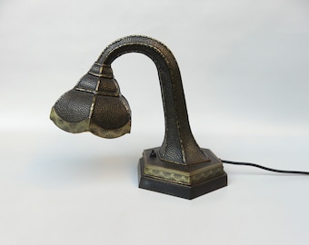 extraordinary piano lamp, Art Nouveau, Arts and Crafts, brass, patinated