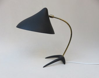 lampe de table élégante, années 50, frères cosaques, laiton, laque rétractable noir