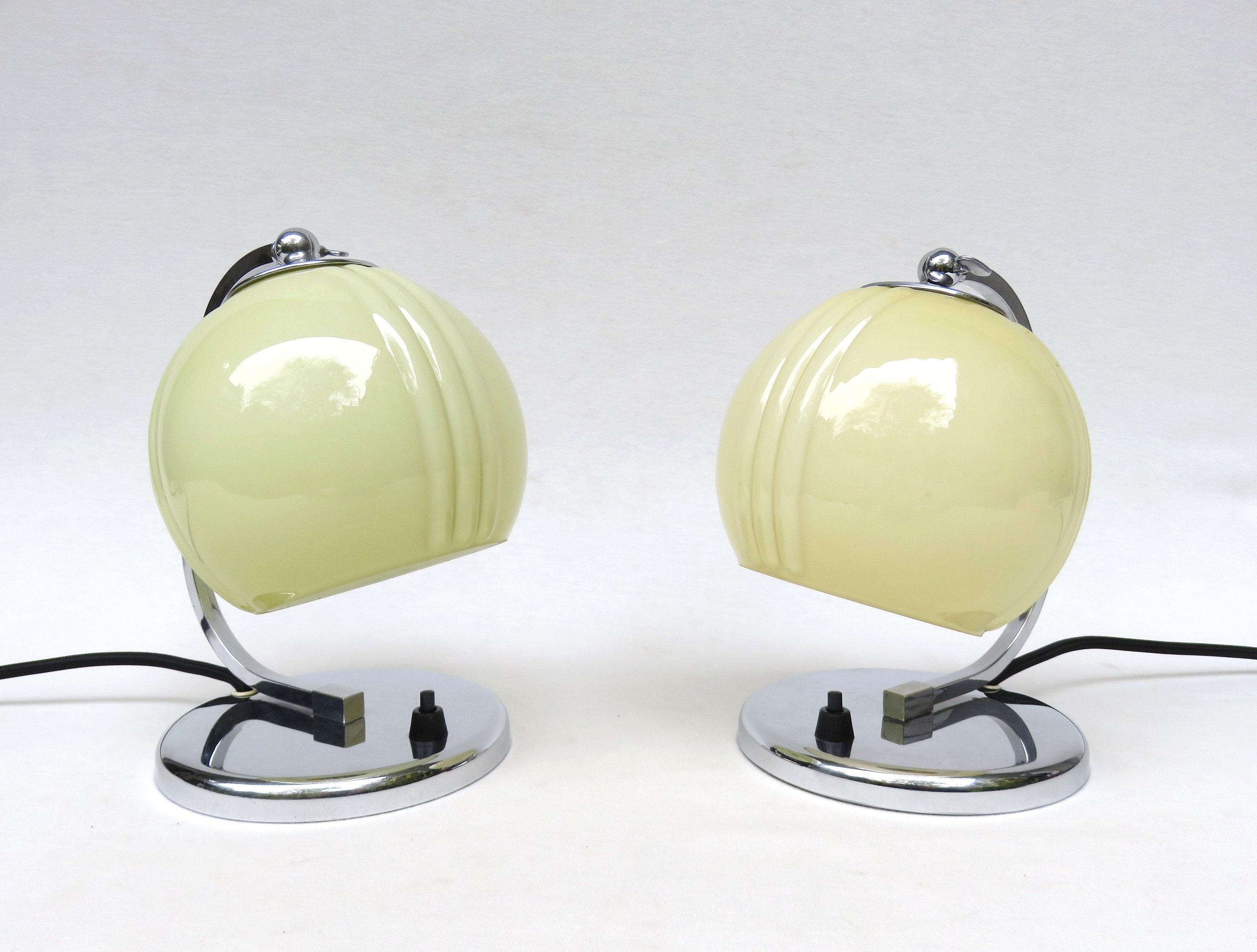 1 Pair of Elegant Bedside Lamps, Art Deco, Chrome Plated - Etsy