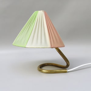 Bedside lamp, small table lamp, Austria, 50s, brass, original lampshade