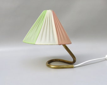 Bedside lamp, small table lamp, Austria, 50s, brass, original lampshade