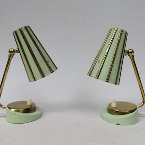 1 pair of bedside lamps, 50s, mint green, brass