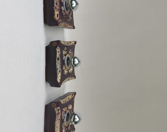 3 Stück Wandleuchten, Keramik, 70er Jahre, bez. Pan, unterrschiedliche Brauntöne und beige