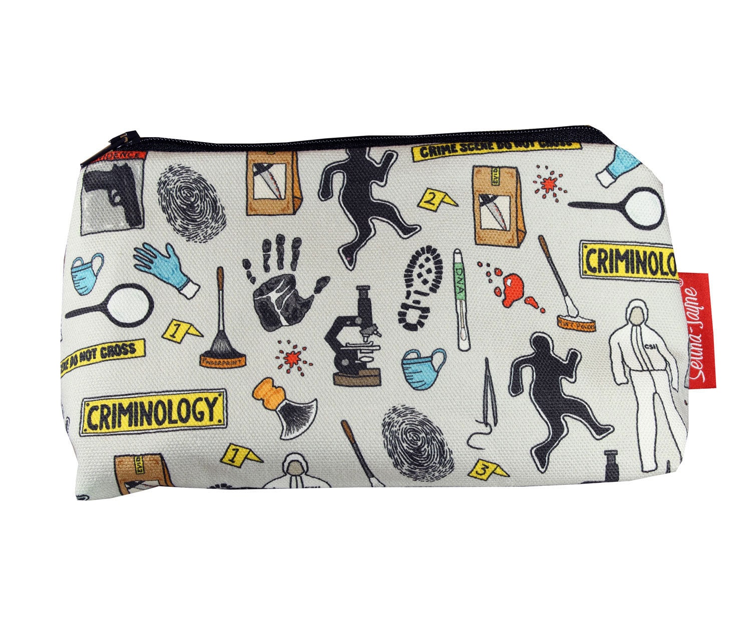 Kosmetiktasche 'Frieden Liebe Criminal' – Krimi-Fan Geschenk Für Frauen & Mädchen | 23x17 Cm