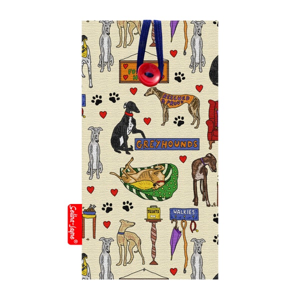 Retired Greyhounds Mobile Phone Fabric Pouch Cover by Selina-Jayne