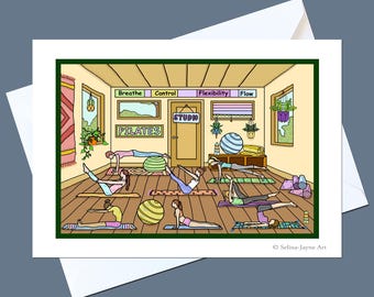 Pilates Grußkarte von Selina-Jayne Art