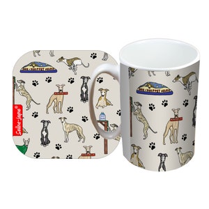 Whippet Dogs Mug and Coaster Gift Set by Selina-Jayne