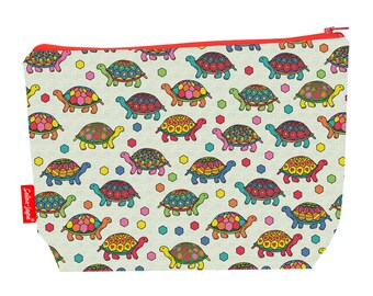 Schildkröten Kosmetiktasche – Geschenk Für Tierliebhaber, 25 X 17 Cm, Baumwolle-Leinen