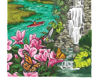 Rainbow Springs Florida State Park Dunnellon, Florida Jelly Press Ilustración Impresión