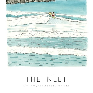 Watercolor Illustration Art Print of The Inlet, New Smyrna Beach, Florida