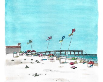 Watercolor Illustration Art Print of St. Augustine Beach, Florida