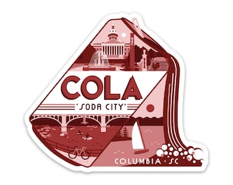 Pegatina de Columbia "COLA" de Carolina del Sur Soda City