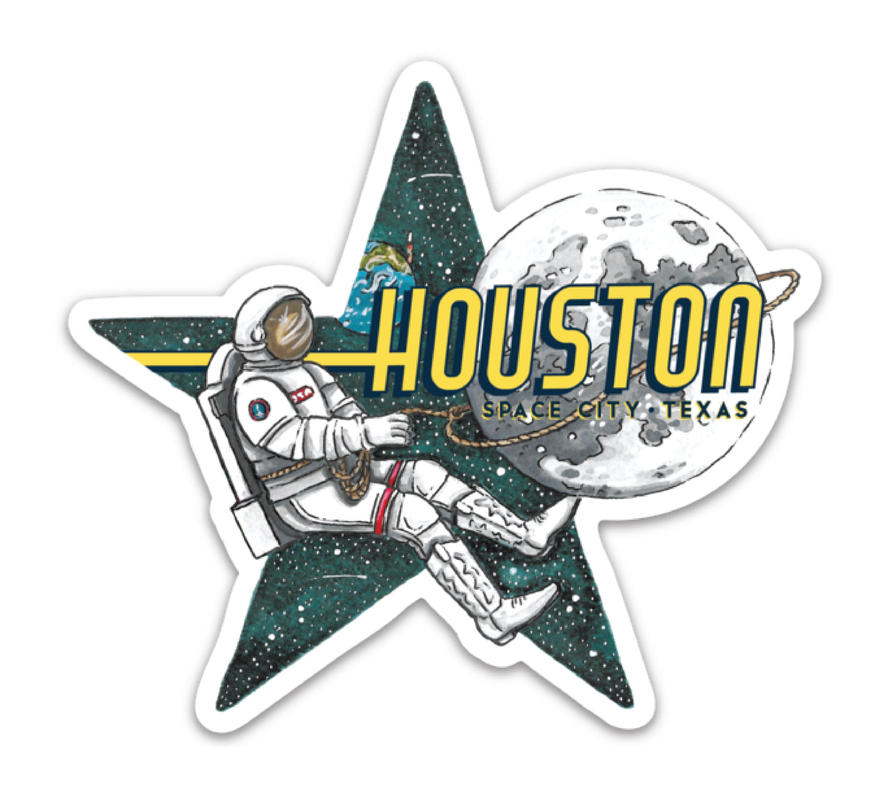 Houston, Texas, Space City, Vector, Lantern Press Artwork, Tote Bag