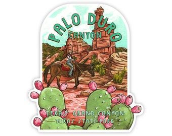 Pegatina del Parque Estatal Palo Duro Canyon Texas de Jelly Press