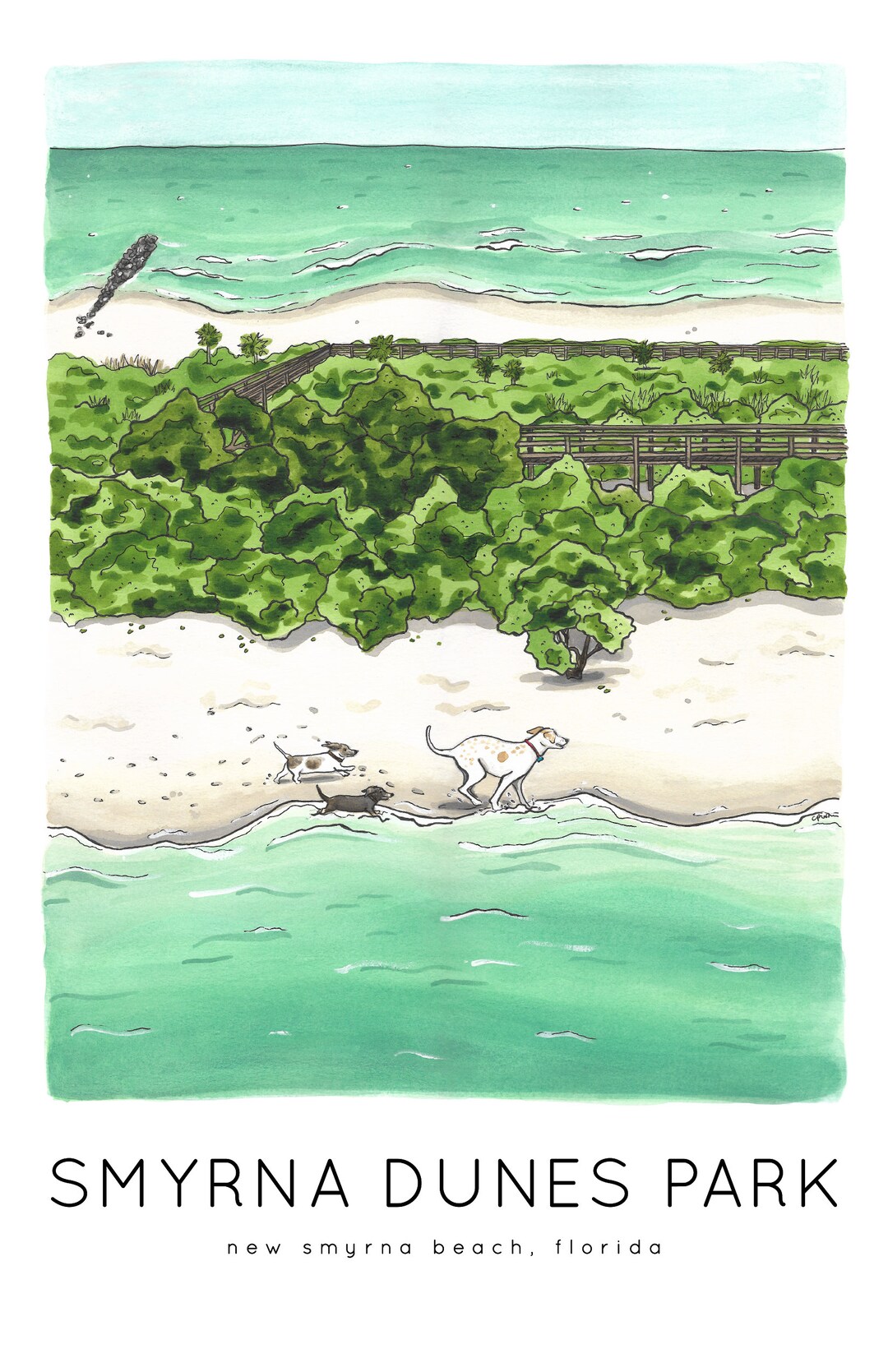 Dunes Park Print New Smyrna Beach Florida Art Jelly Press - Etsy, image size:1080x1669