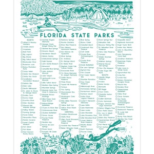 Florida State Park Checklist Screen Print Poster Jelly Press