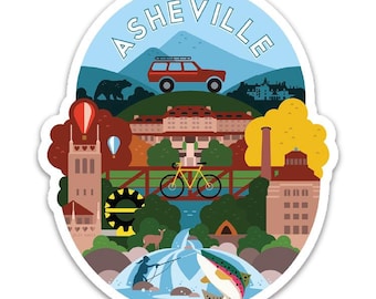 Pegatina de Asheville, Carolina del Norte, de Jelly Press