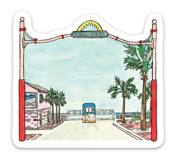 Flagler Avenue New Smyrna Beach Florida Die Cut Sticker Etsy