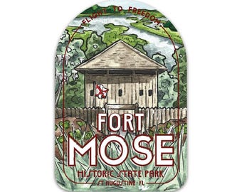 Pegatina del Parque Estatal Histórico Fort Mose, San Agustín, Florida
