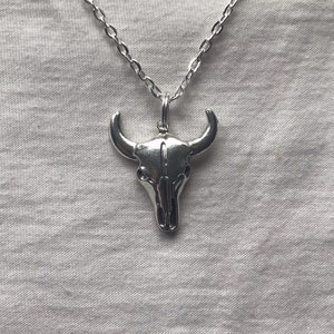 Bulls Head silver necklace & pendent | emo goth cool anniversary military gym workout charm